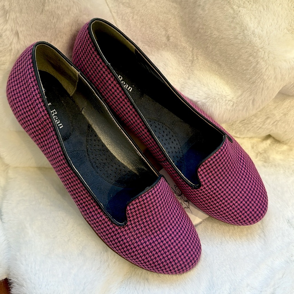 L.L. Bean • Pink Houndstooth Cushion Sole Flats